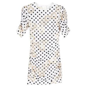 Maje Razula Sequin-Embellished Polka-Dot Georgette Mini Dress In White Polyester
